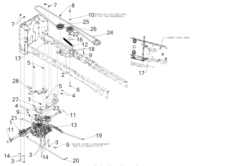 Drive Diagram and Parts List for XT1-LT50KH (13AQA1TLB10)(2023) Cub Cadet Lawn Tractor